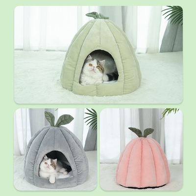 Melon Closed Dog Cave House Small Breathable Warm Cat Nest Mat